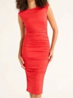 NWT Sofia Jeans by Sofia Vergara Sleeveless Red Dress Ruching Cut Out Back Sz M
